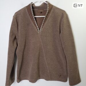 Wooly Bully Colorado Tan Fleece V Neck Pullover Large